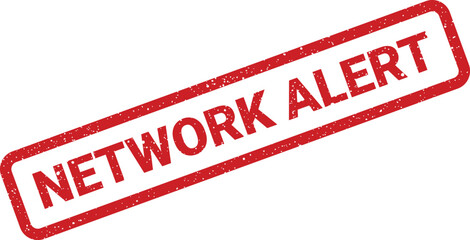 Distressed red rubber stamp displaying NETWORK ALERT text, indicating a warning or potential issue within a system