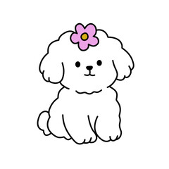 Cartoon illustration of white puppy