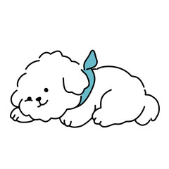 Cartoon illustration of white puppy