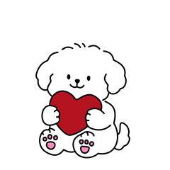 Cartoon illustration of white puppy