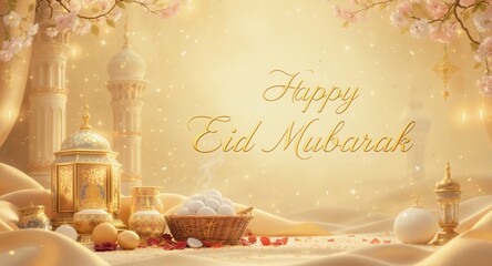 Festive Greeting for Celebration, Golden Decoration Background