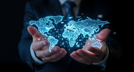 Global Digital Connection Conceptual Image of the World in Hands, Technology and Innovation