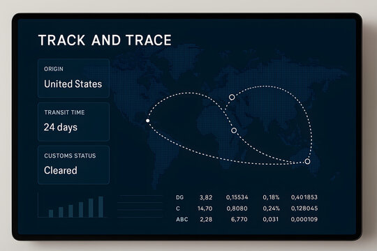 Advanced Digital Tracking System for International Shipments with Real-time Logistics and Customs Data Display