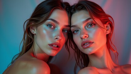 Naklejka premium Embrace of Tomorrow - Gender Fluid Elegance in a World of Colors