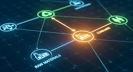 Digital Supply Chain Connecting Raw Materials, Production, and Consumers