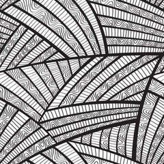 Abstract Hand Drawn Black And White Geometric Line Art Seamless Pattern With Organic Shapes And Textured Details Perfect For Textile Design Or Wallpaper Background