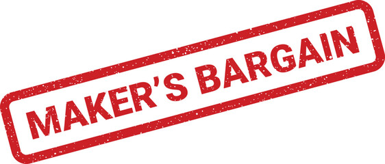 Distressed rubber stamp highlighting a makers bargain sale for handcrafted products or workshop discounts