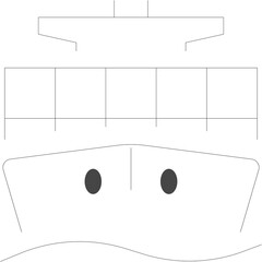 Abstract White Digital Icon Representing a Stylized Face with Dark Oval Eyes and a Transparent Background