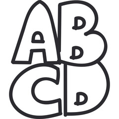 Alphabet Letters ABCD in Outline Style on Transparent Background Minimalist Graphic Design Element for Education and Creativity