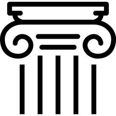 Ancient Greek Ionic Column Icon Outline Simple Black And White Design Elements Vector Illustration On Transparent Background Suitable For Education And Architecture Themes