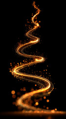 Colored shiny sparks forming a spiral wave with curved bright speed lines and glowing wavy paths symbolizing energy motion and magic representing dynamic neon circles and luminous bokeh highlights