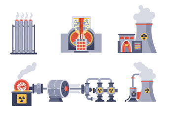 Nuclear Energy Production A Vector Illustration of Reactors and Power Plants