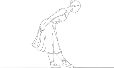 Minimalist Line Art Woman Bending Over Elegant Pose Female Figure Illustration