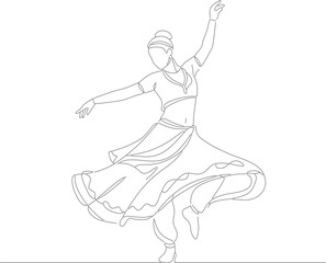Minimalist Line Art Silhouette Dancing Woman Graceful Pose Figure Illustration