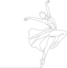 Minimalist Dotted Line Drawing of Elegant Ballerina in Mid Leap Illustration