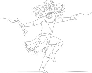 Fototapeta premium Simple Line Art Highland Dancer Scottish Girl Illustration Drawing