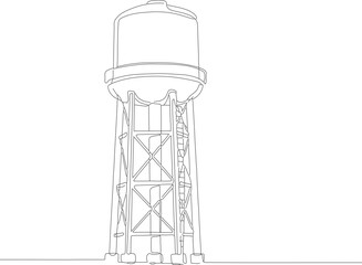 Simple Line Drawing Water Tower Vintage Structure Storage Container Icon
