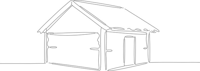 Minimalist One Line Drawing of a House Isolated on White Paper