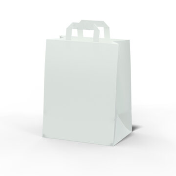 sac en papier blanc, &agrave; personnaliser - rendu 3D sur fond transparent
