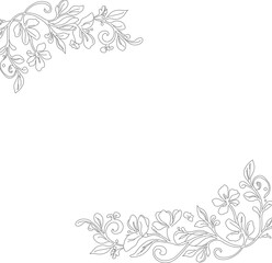 Delicate Line Art Floral Frame Border for Elegant Design Invitation