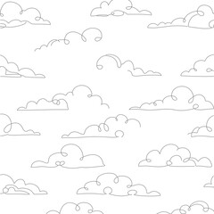 Dotted Line Artistic Cloud Motif Simple Sky Seamless Pattern