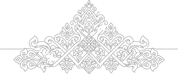 Detailed Outline Ornamental Border Decorative Corner Design Element Illustration