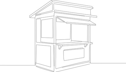 Simple Outline Line Drawing Kiosk Stall Shop Store Building Illustration