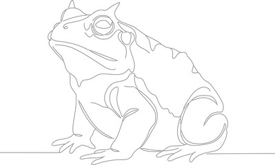 Minimalist Line Drawing Horned Frog Wildlife Creature Simple Outline Illustration