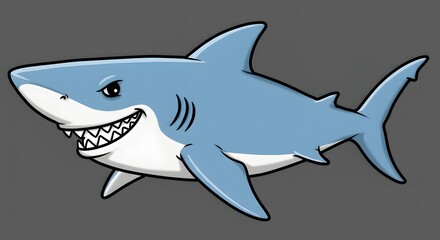 Obraz premium Cartoon Shark Illustration with Teeth