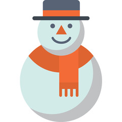 Cartoon Snowman With Orange Scarf and Hat On Transparent Background Winter Holiday Season Celebration