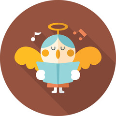 Christmas Angel Singing A Carol Holding A Song Book With Golden Halo And Wings On Transparent Background