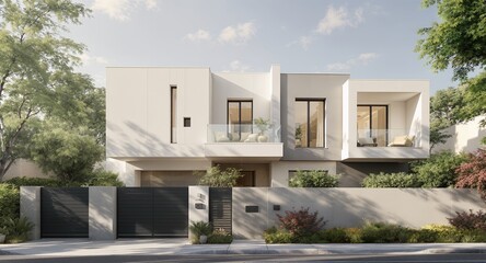 Modern Architectural Exterior with Lush Landscaping