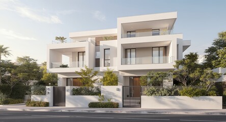 Modern Architecture and Design Aesthetic Exterior, Sunny Day.