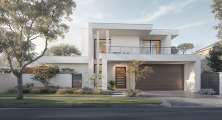 Modern Architecture Exterior with Trees and Blue Sky