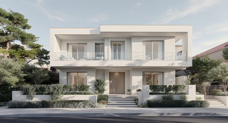 Modern Minimalist Home Exterior with Landscaping