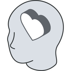 Conceptual 3D Head Silhouette With A Heart Shape Cutout Revealing Inner Space In A Clean Light Gray Tone Against A Transparent Background Representing Emotional Health And Wellbeing