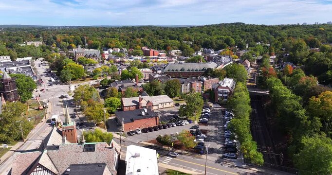 Aerial View of Newton Centre in Newton Massachusetts