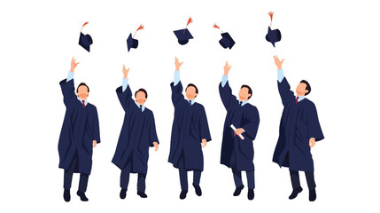 Group of male graduates celebrating their commencement ceremony