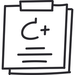 Fototapeta premium Doodle Medical Record Document With Plus Sign And C Letter On White Background Transparent