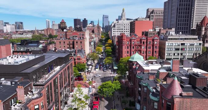 Flying Over Newbury Street in Boston