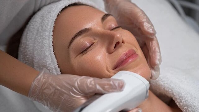 HIFU Facial Treatment Close-Up for Anti-Aging Skincare