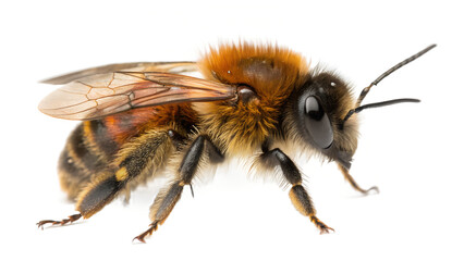 Detailed close-up of a furry bumblebee, showcasing its intricate features, perfect for educational materials or nature enthusiasts seeking detailed insect imagery