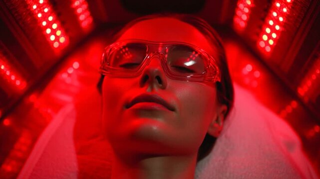 Red Light Therapy Session with Protective Goggles