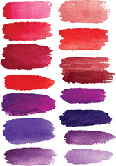 Watercolor Brush Strokes Palette &ndash; Red, Purple & Pink Paint Texture Set