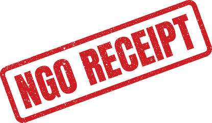 Red grunge textured rubber stamp illustration with the text NGO RECEIPT for official documentation purposes