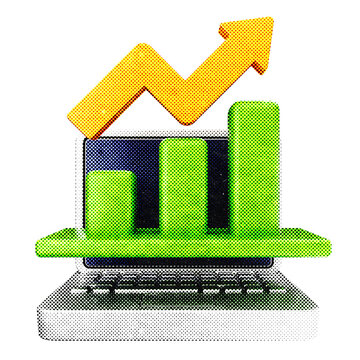 3d trading increase profit halftone style