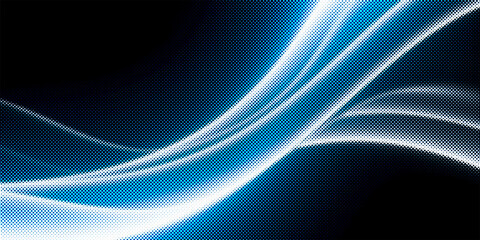 Abstract blue light streaks with a dotted texture overlay on a black background, suggesting movement and energy