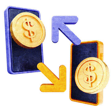 3d trading smartphone exchange halftone style