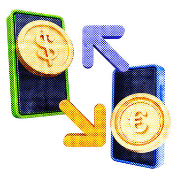 3d trading smartphone exchange halftone style