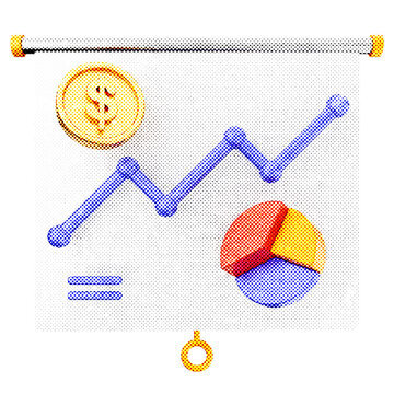 3d trading presentation chart halftone style